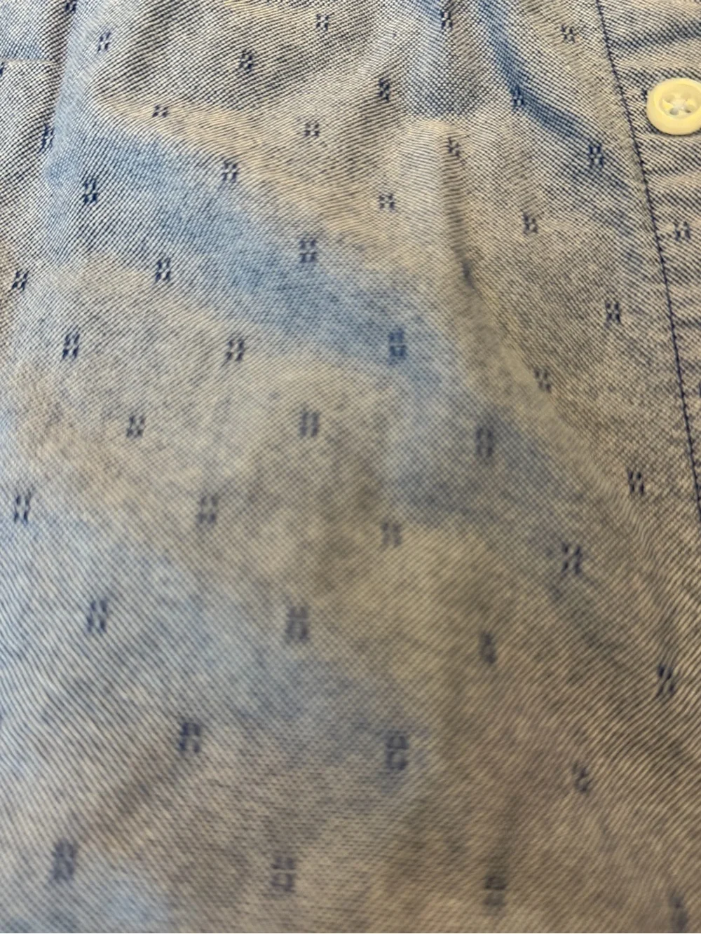 J. Crew Light Blue Short-Sleeve Button-Down Shirt with Subtle Dot Texture